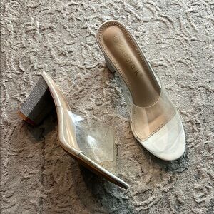 White High Heel Mules